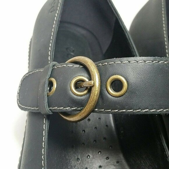 Ecco Mary Jane clogs black size 40 nubuck suede upper 2" heel 431926 - Picture 7 of 8